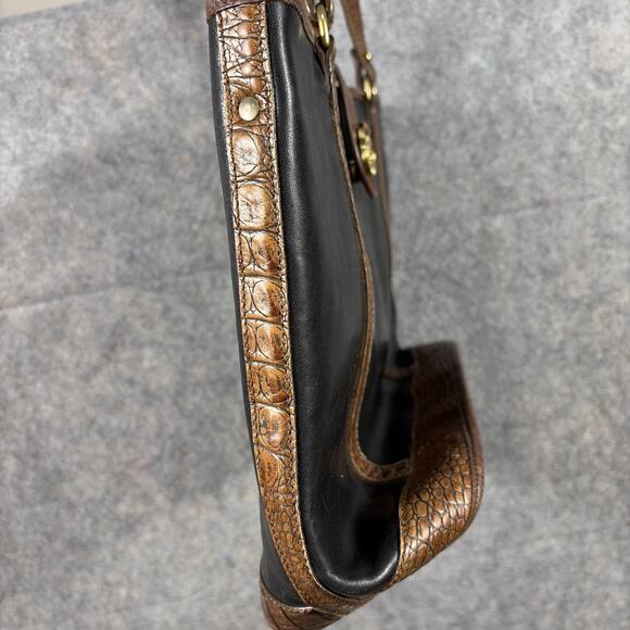 Vintage Brahmin brown & black shoulder bag leather tote bag - Picture 6 of 13